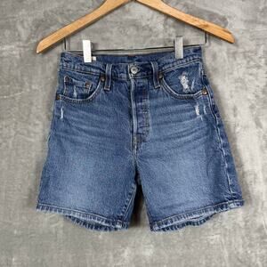Levis 501 Premium Jean Shorts Womens 25 Blue Distressed